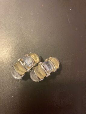 Chunky Clear and Yellow Clip-On Earrings